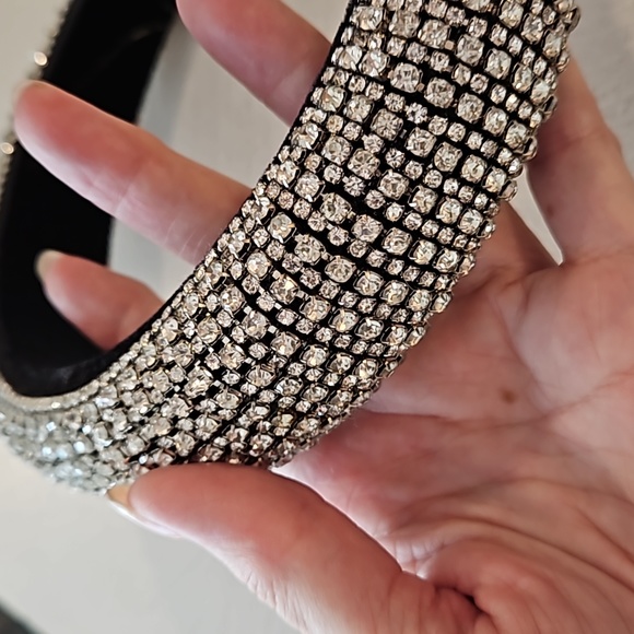 Clear rhinestone covered velvety cushion headband EUC prom wedding tiara cosplay - Picture 5 of 8